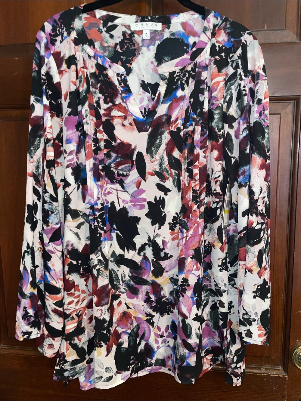 Chaus Pink, Purple and Black Floral Print Women's Skirt